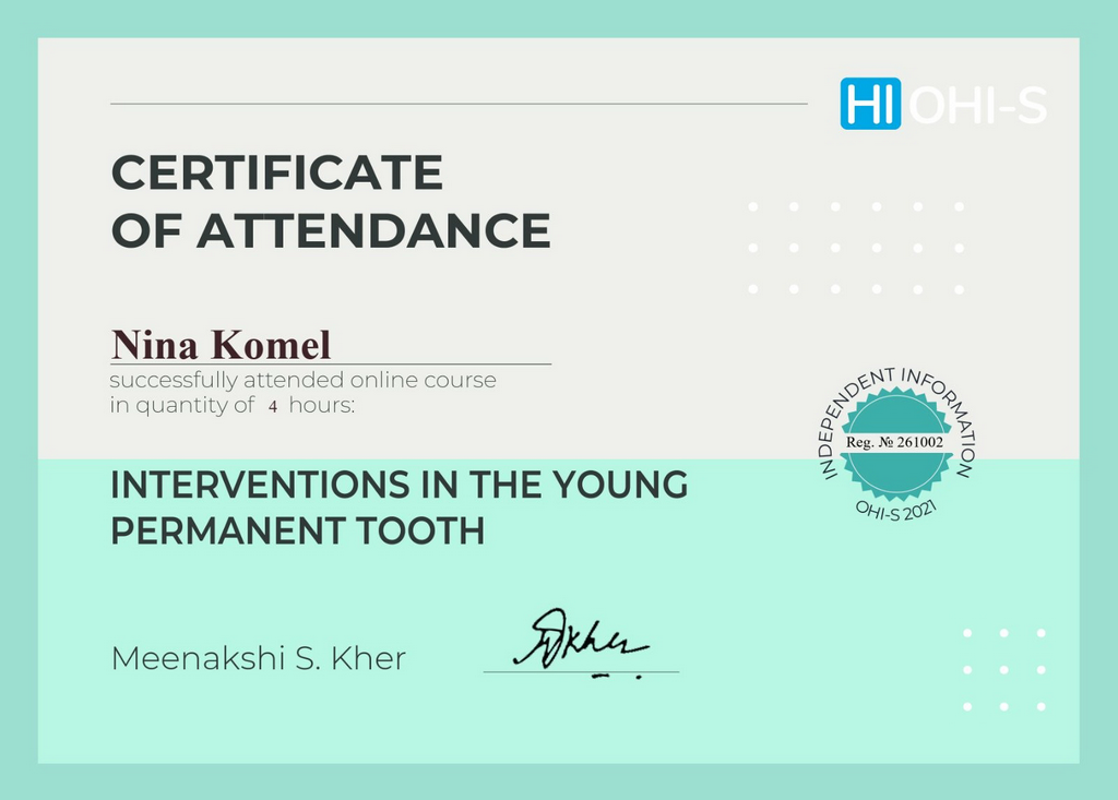 Сертификат Нины Комель 2021 год - фото